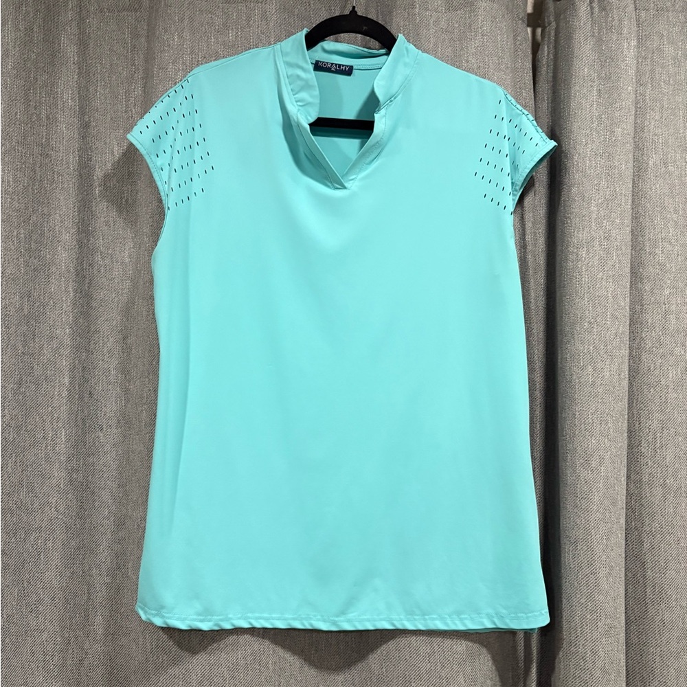 Koralhy Light Blue Cap Sleeve Blouse